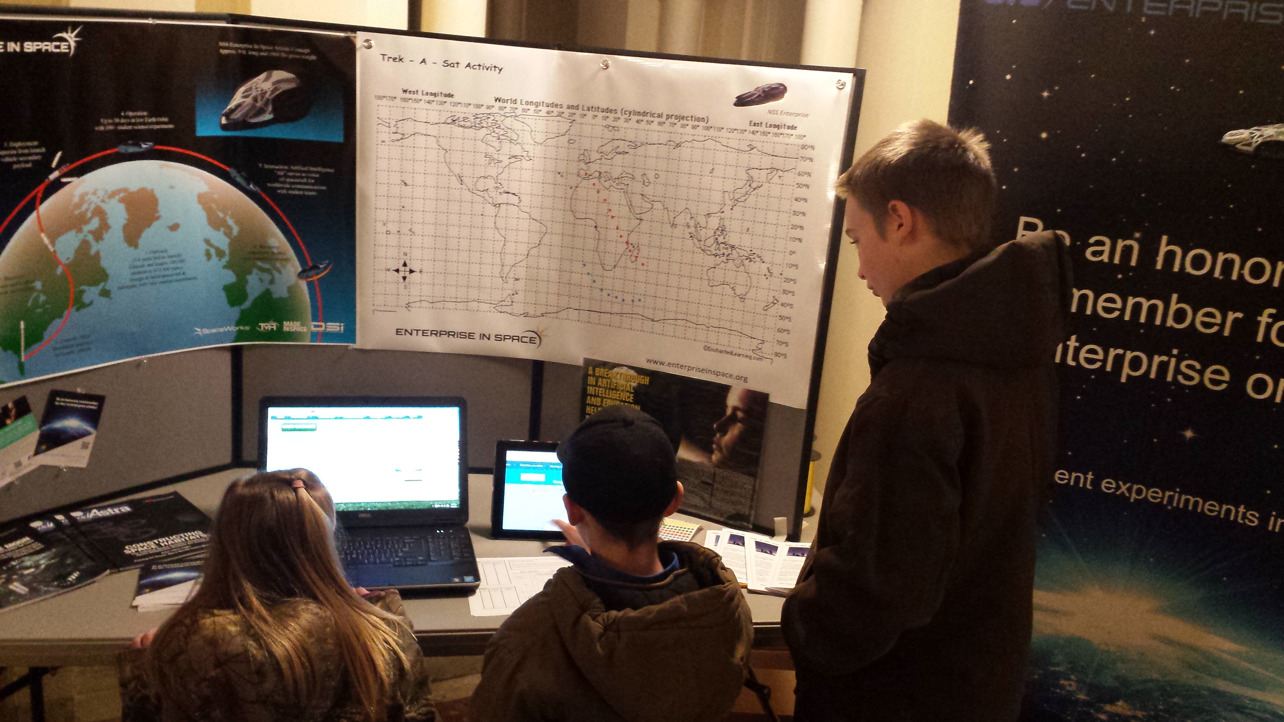 Students tracking a satellite electronically.