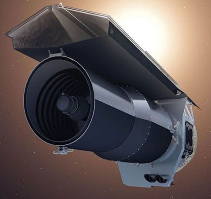 This image is an artists concept of the retired space telescope Spitzer
