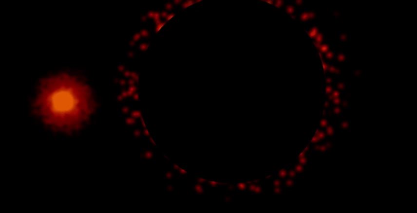 Image is of a star whose  corona birghtness has been blocked with a disc so that an orbitting planet can be seen