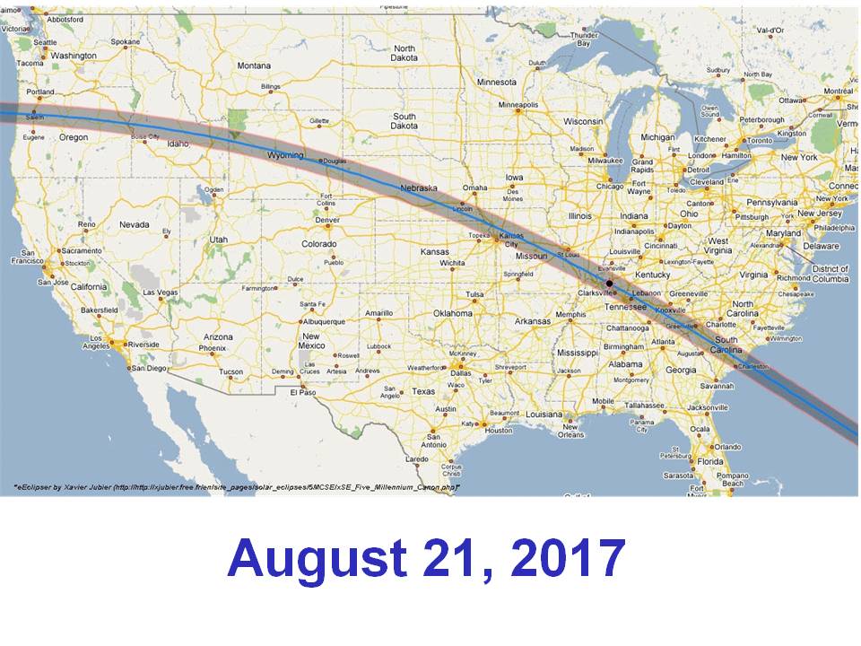 The path of the 2017 total eclipse across the USA