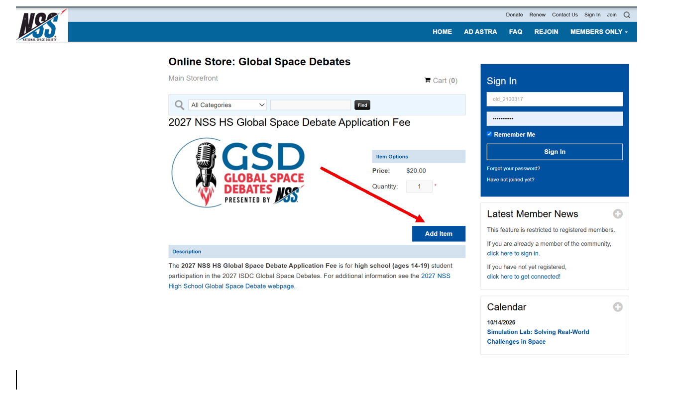 The image directs the debate candidate to the fee page to begin purchase of the GSD fee.