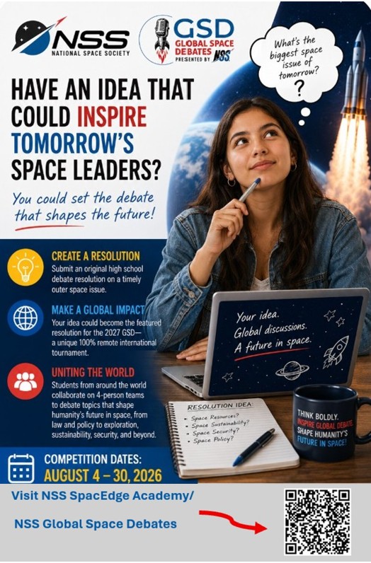 The image is of young Spanish woman considering the biggest space issue of tomorrow.