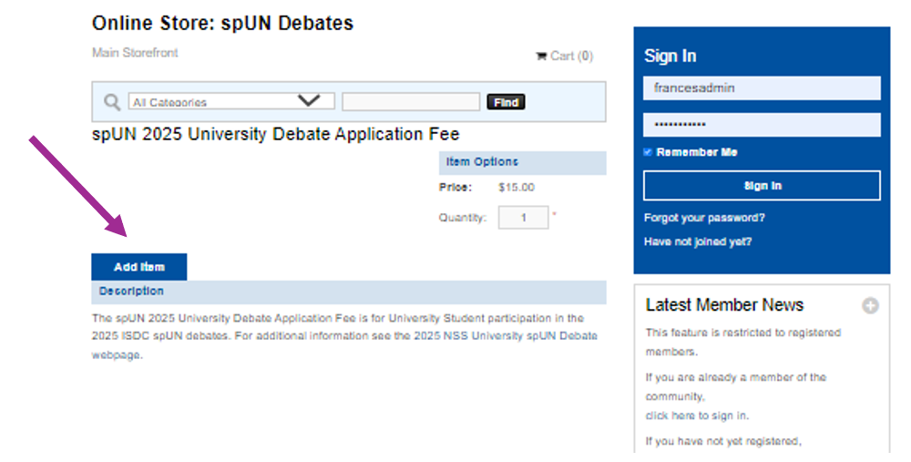 Image is of the page the Univ Fee URL takes you to.