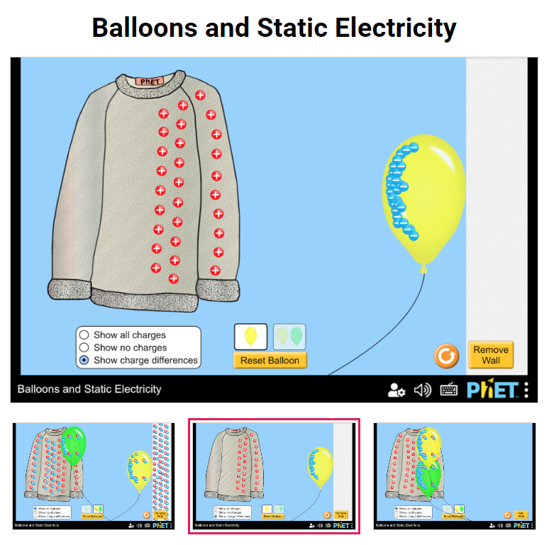 An example of a portion of the  phET  simulation on different electric discharges is shown.